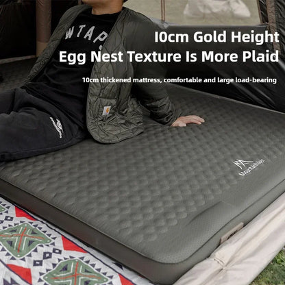 MOUNTAINHIKER 10cm Compact Folding Camping Sleeping Bed Pad Single Double Person Self-inflating Mattress Thick Air Mat Floor