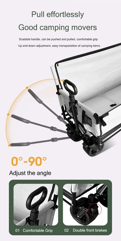Folding Wagon folding sofa with brakes multiple use oxford cloth heavy duty camping cart multiple pockets