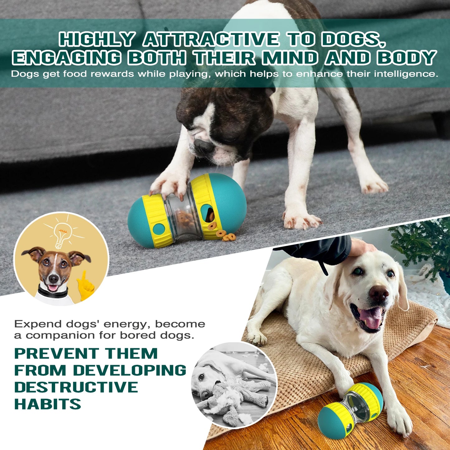 Dog Puzzle Toys Adjustable Feeder Dog Treat Dispensing Interactive Dog Enrichment Toy Keep Them Busy Food Puzzles Ball for Dogs