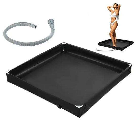 Camping Shower Pan Foldable Shower Basin Floor Base Standing Bath Floor Drainage Bowl For Outdoor Tent RV Road Trip Sun Shade