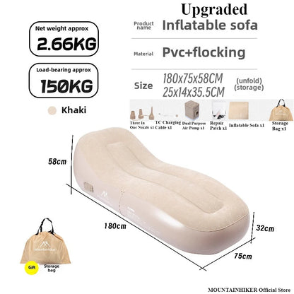 MOUNTAINHIKER Upgraded Inflatable Air Sofa Bed Outdoor Air Mattress Lazy Camping Automatic Inflatable Sleeping Mat 180x75x58CM