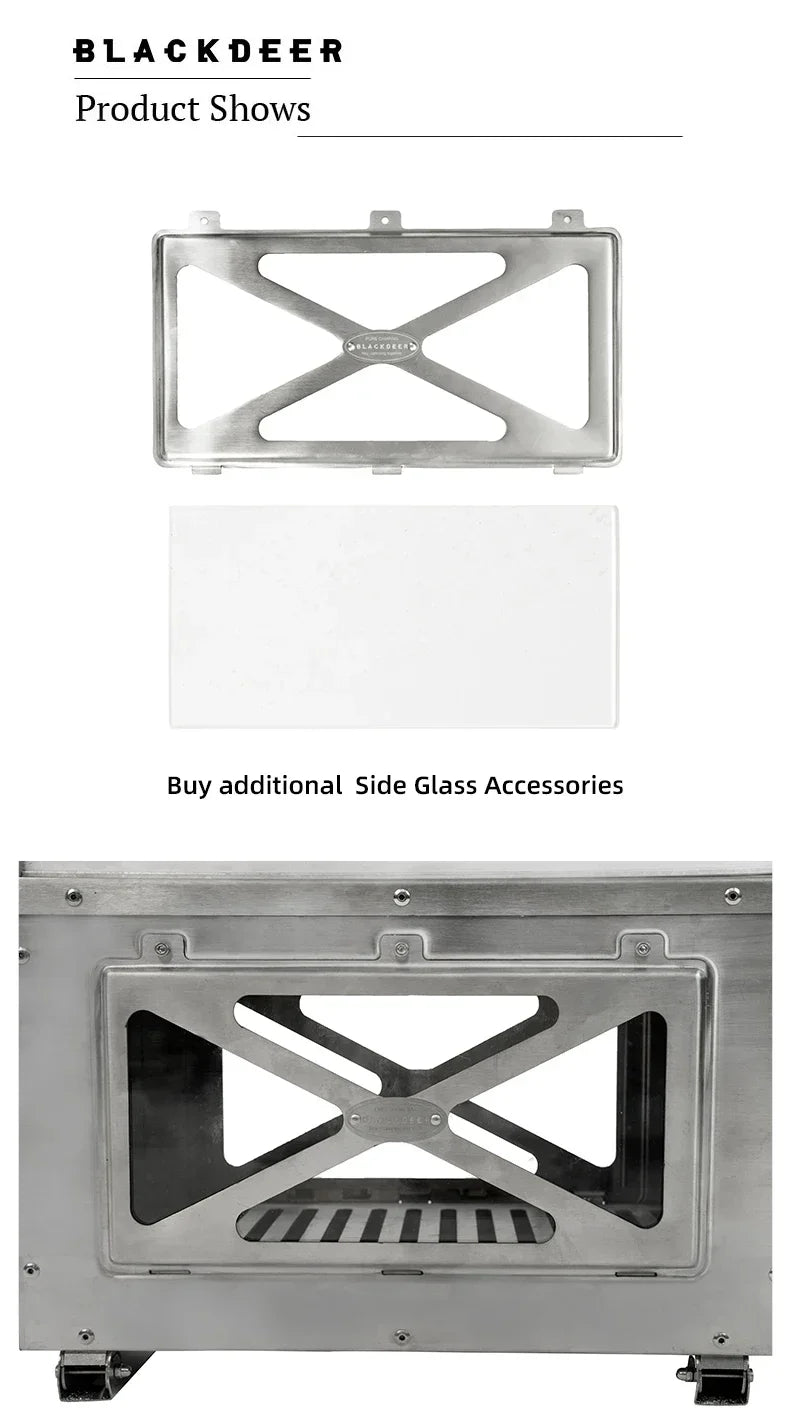 BLACKDEER Camping Outdoor 304 Stainless Steel Tent Wood Stove with Pipe Travel Folding Portable Wood Stove for Cooking