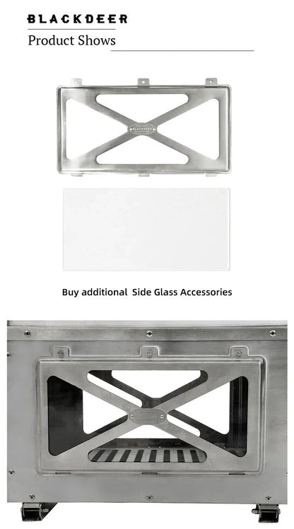 BLACKDEER Camping Outdoor 304 Stainless Steel Tent Wood Stove with Pipe Travel Folding Portable Wood Stove for Cooking