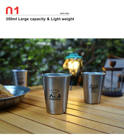 Outdoor 304 Stainless Steel Cup Set Camping Cup 4/6/8PCS Camping Portable Water Cup Travel Coffee Cup Picnic Barbecue Beer Cup