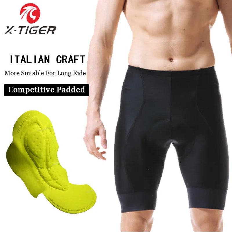 X-TIGER Men Cycling Shorts with Back Pocket Gel Padded Breathable MTB Bike Shorts Mountain Road Biking Riding Half Pants Tights