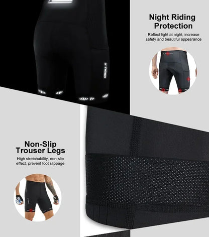 X-TIGER Men Cycling Shorts with Back Pocket Gel Padded Breathable MTB Bike Shorts Mountain Road Biking Riding Half Pants Tights