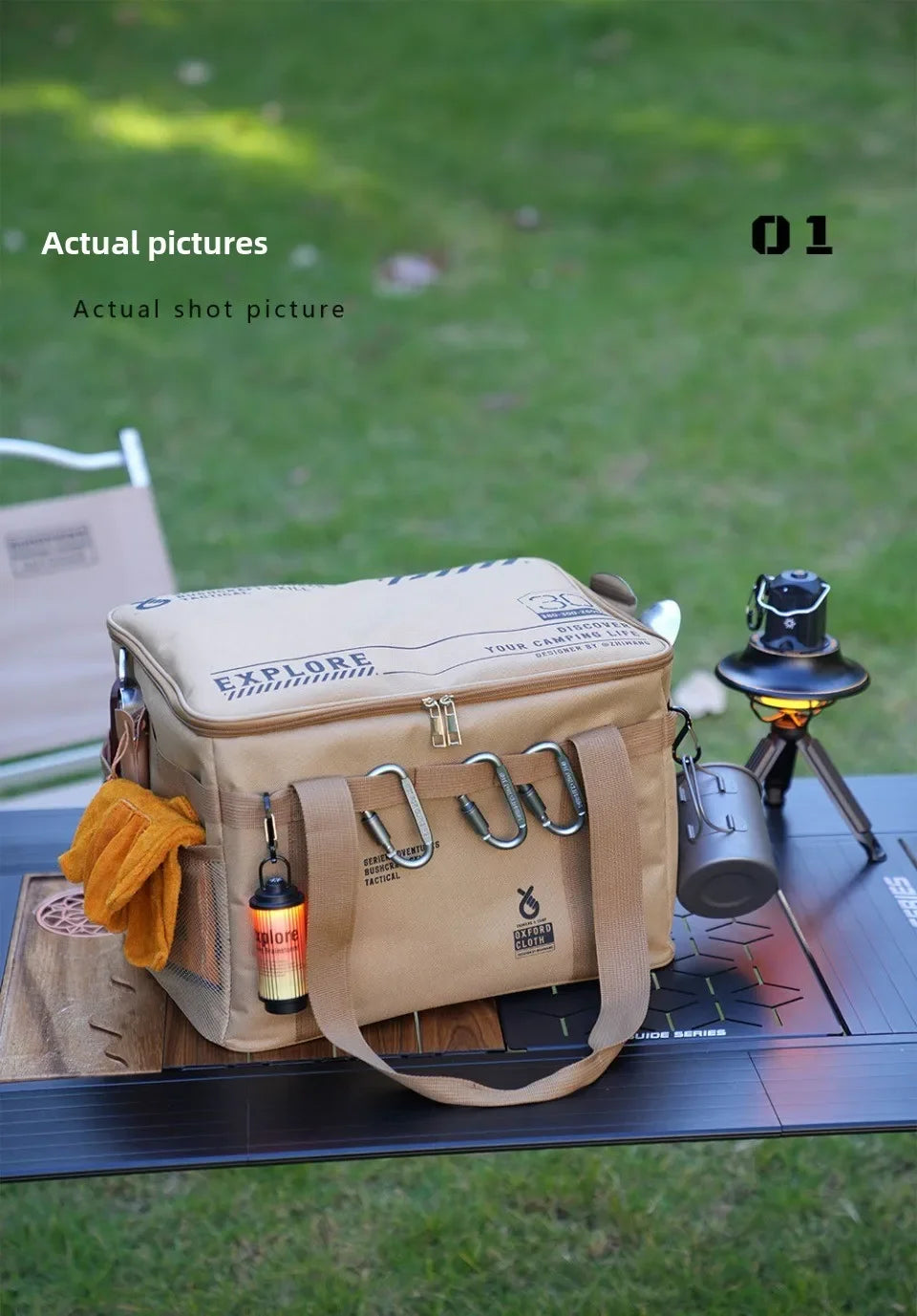 30-42L Camping Equipment Storage Bag Insulation Folding Storage Box Tableware Handbag Field Divider Tactical Camping Picnic Tool