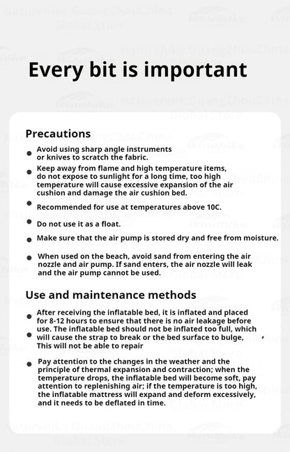 Naturehike Air Mattress Built-in Pump with Pillow Inflatable Thicken Bed Camping Outdoor Luxury 1-3 Person PVC Sleeping Pad 25CM