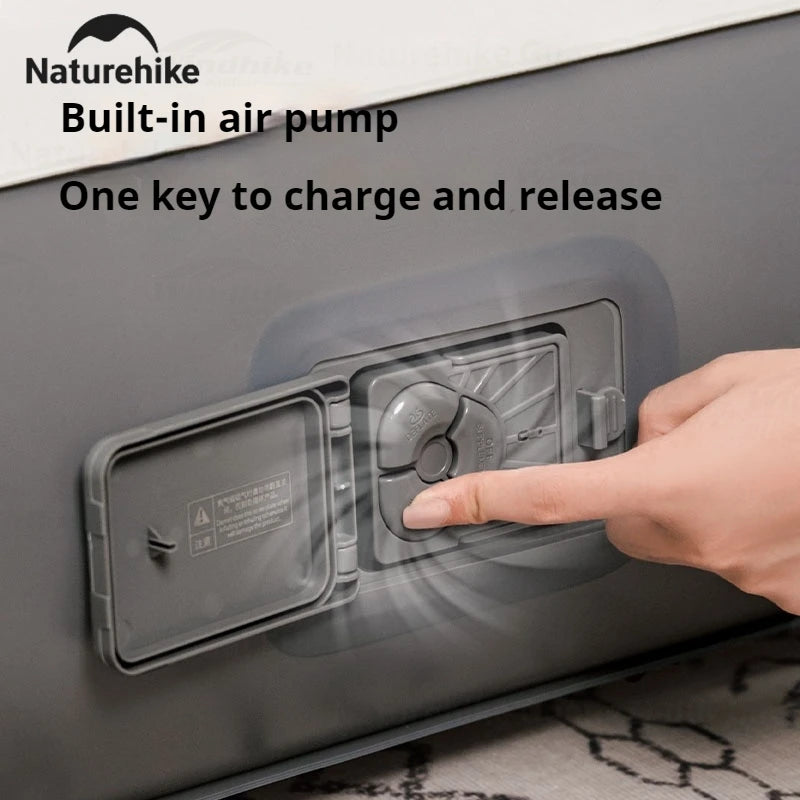 Naturehike Air Mattress Built-in Pump with Pillow Inflatable Thicken Bed Camping Outdoor Luxury 1-3 Person PVC Sleeping Pad 25CM