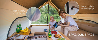 KingCamp Camping Tent, Canopy And Mesh Tent Function 2-in-1 Double Storey House Tent Glamping Tent With Huge Interior Space