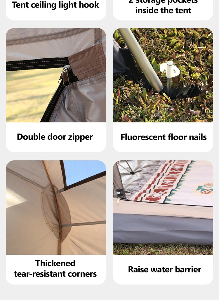 Sonuto-Fully Automatic Outdoor Camping Tent Quick Opening Two Halls Ridge Tent Integrated Canopy Overnight Camping 3-8P