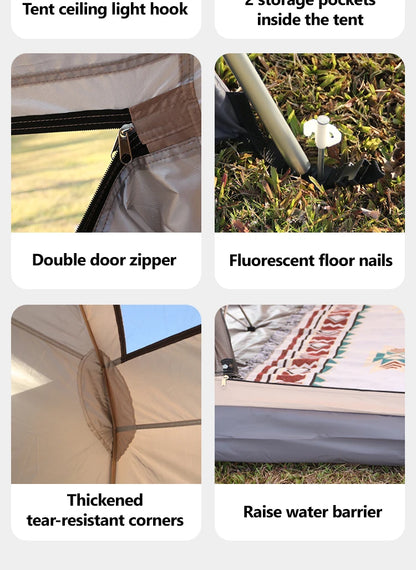 Sonuto-Fully Automatic Outdoor Camping Tent Quick Opening Two Halls Ridge Tent Integrated Canopy Overnight Camping 3-8P