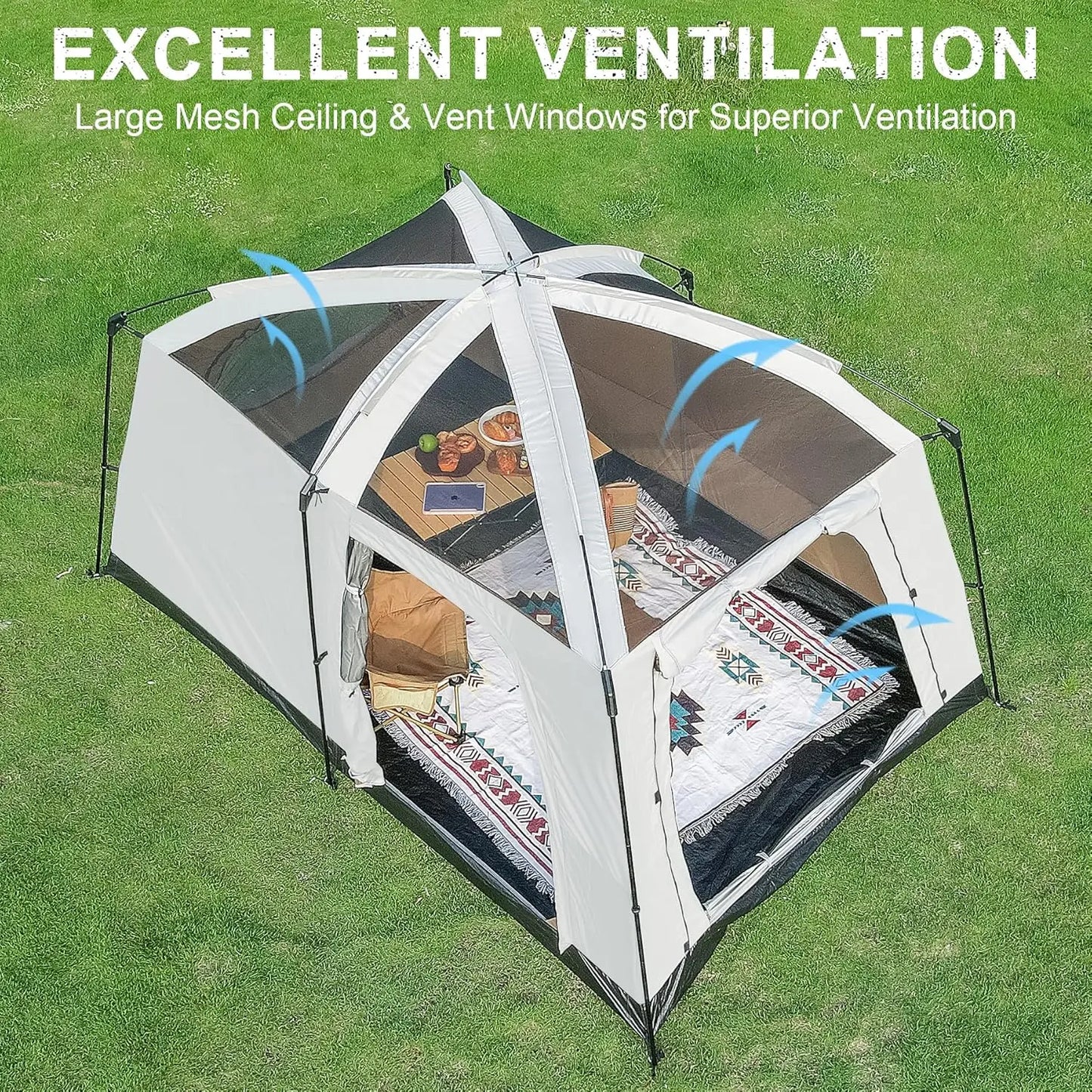 4-6 Person Camping Tent Large Family Cabin Tents with Porch & Rainfly Double Layer Waterproof  Portable Big Tents for Outdoor