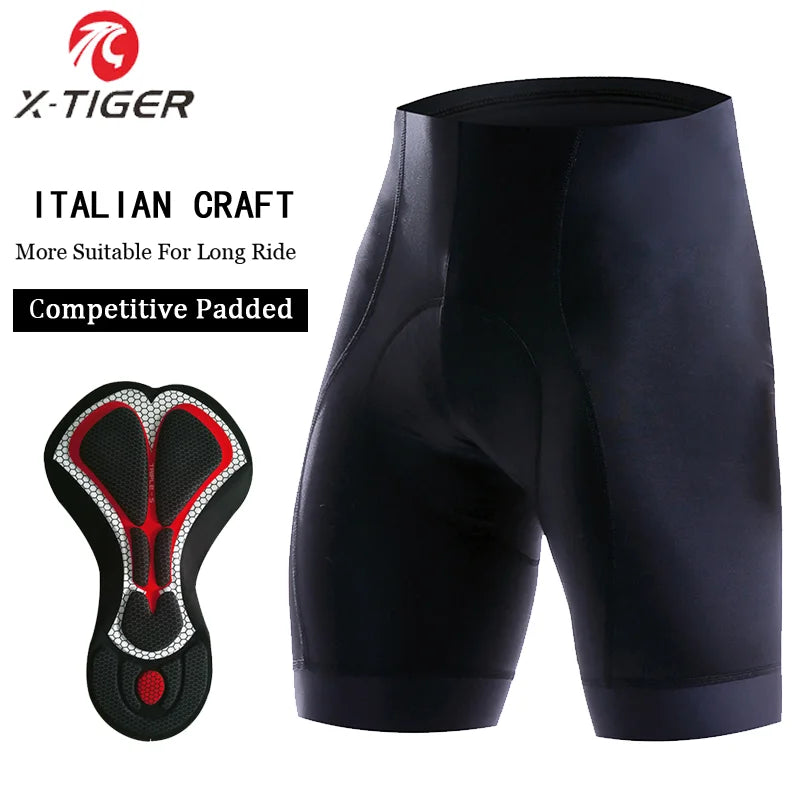 X-TIGER Men Cycling Shorts with Back Pocket Gel Padded Breathable MTB Bike Shorts Mountain Road Biking Riding Half Pants Tights