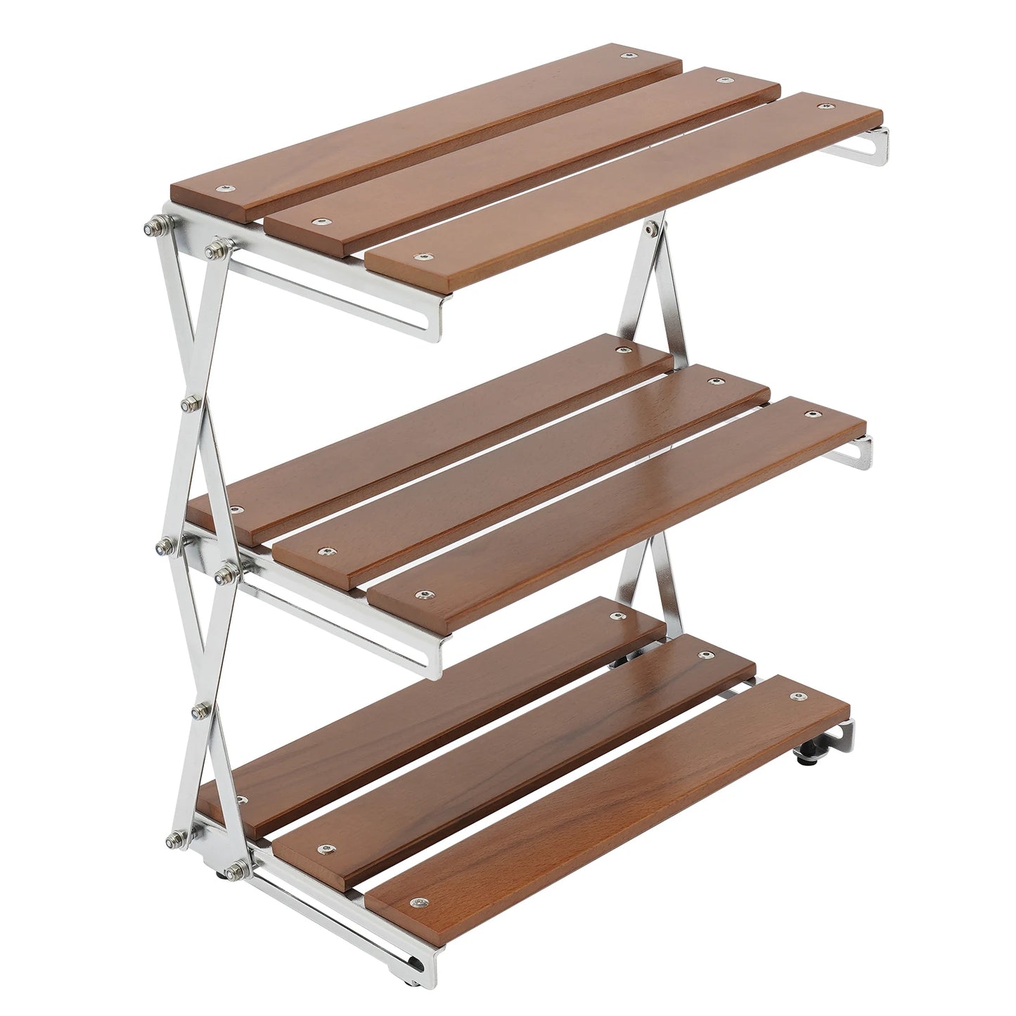 3-Tier Camping Rack Camping Folding Storage Rack Organizer with Carry Bag Retro Rectangular Camping Dish Rack Shelf Table