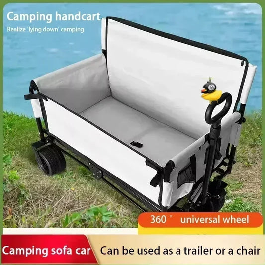 NEW Hot SalesFolding Wagon Folding Sofa With Brakes Multiple Use Oxford Cloth Heavy Duty Camping Cart Multiple Pockets
