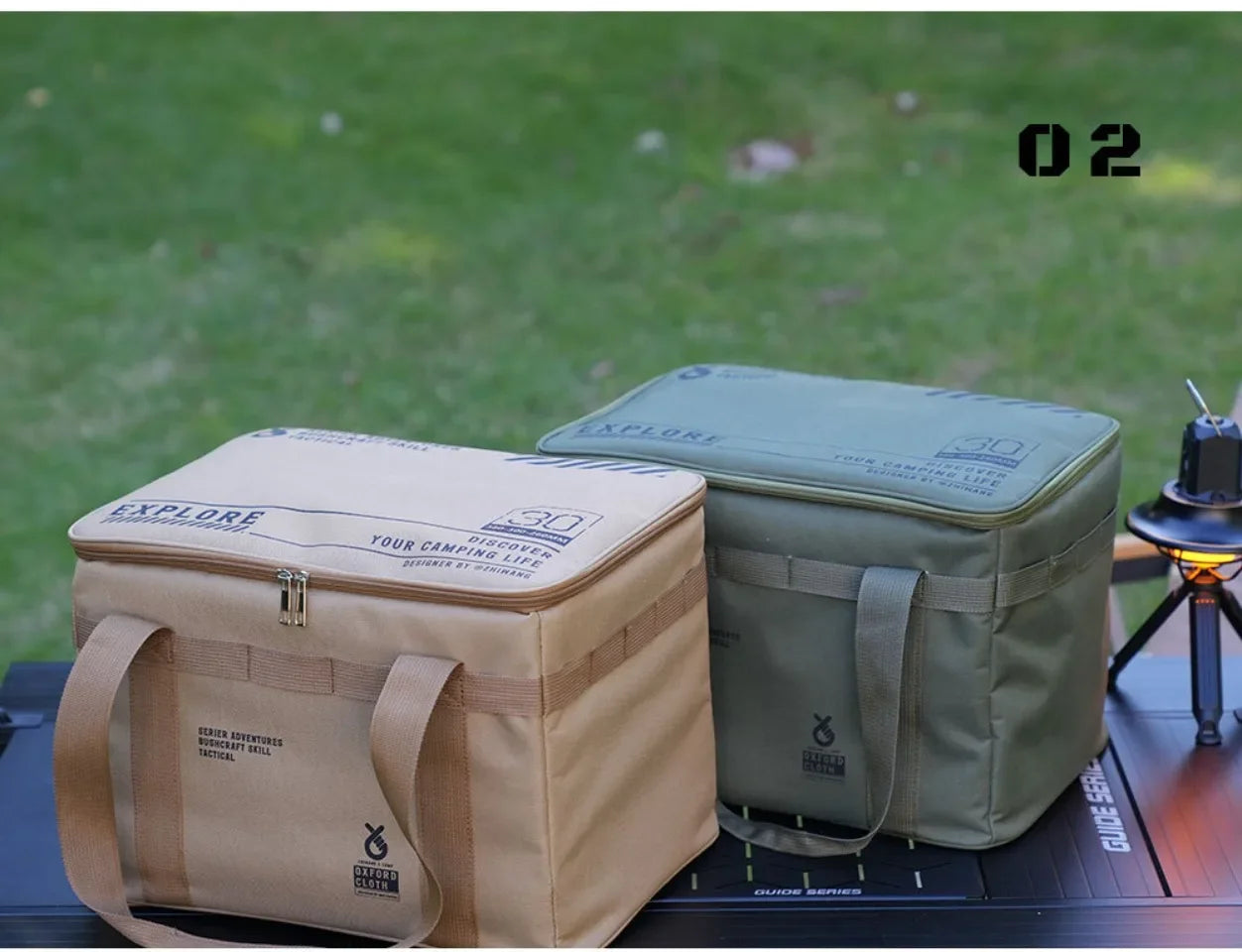 30-42L Camping Equipment Storage Bag Insulation Folding Storage Box Tableware Handbag Field Divider Tactical Camping Picnic Tool