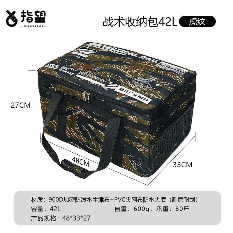 30-42L Camping Equipment Storage Bag Insulation Folding Storage Box Tableware Handbag Field Divider Tactical Camping Picnic Tool