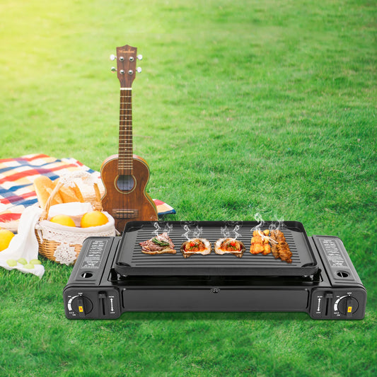 2 Burners Camping Stove Portable Outdoor Burner for Camping Traveling Hiking Picnicking