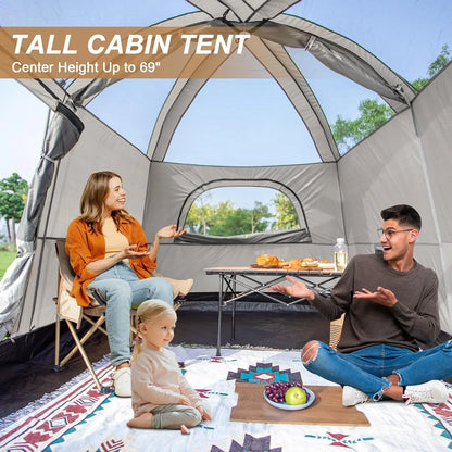 4-6 Person Camping Tent Large Family Cabin Tents with Porch & Rainfly Double Layer Waterproof  Portable Big Tents for Outdoor