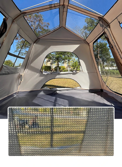 Sonuto-Fully Automatic Outdoor Camping Tent Quick Opening Two Halls Ridge Tent Integrated Canopy Overnight Camping 3-8P