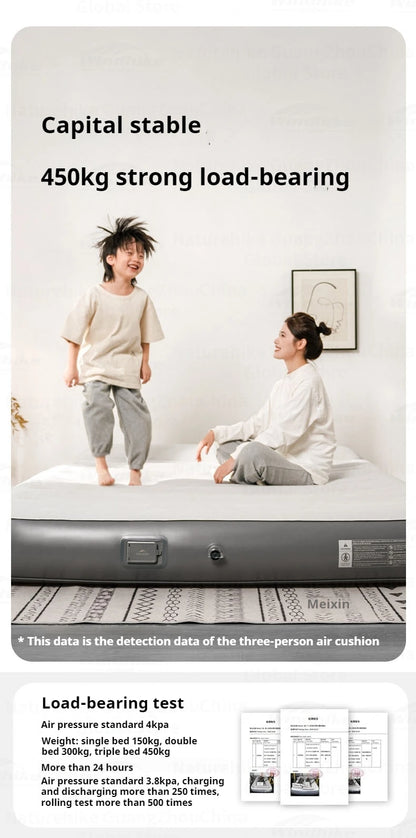 Naturehike Air Mattress Built-in Pump with Pillow Inflatable Thicken Bed Camping Outdoor Luxury 1-3 Person PVC Sleeping Pad 25CM