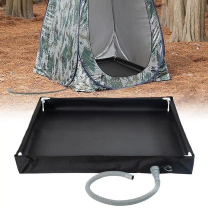 Camping Shower Pan Foldable Shower Basin Floor Base Standing Bath Floor Drainage Bowl For Outdoor Tent RV Road Trip Sun Shade