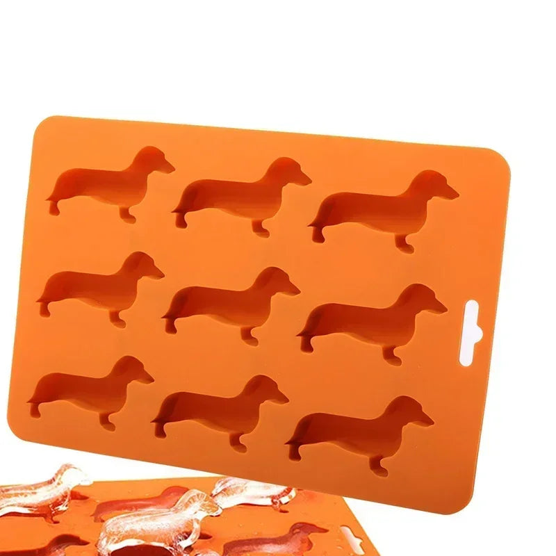 Creative Silicone Dachshund Puppy Shaped Ice Cube Chocolate Cookie Mold DIY Home Ice Tray Kitchen Tools silicone mold gadgets