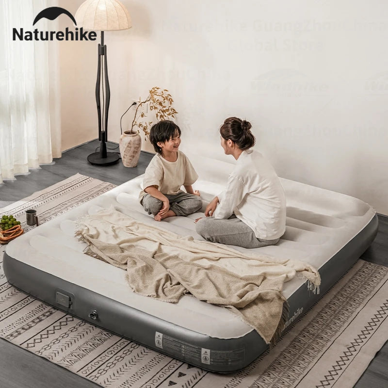 Naturehike Air Mattress Built-in Pump with Pillow Inflatable Thicken Bed Camping Outdoor Luxury 1-3 Person PVC Sleeping Pad 25CM