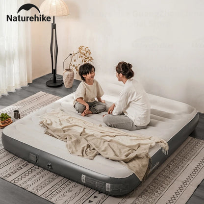 Naturehike Air Mattress Built-in Pump with Pillow Inflatable Thicken Bed Camping Outdoor Luxury 1-3 Person PVC Sleeping Pad 25CM