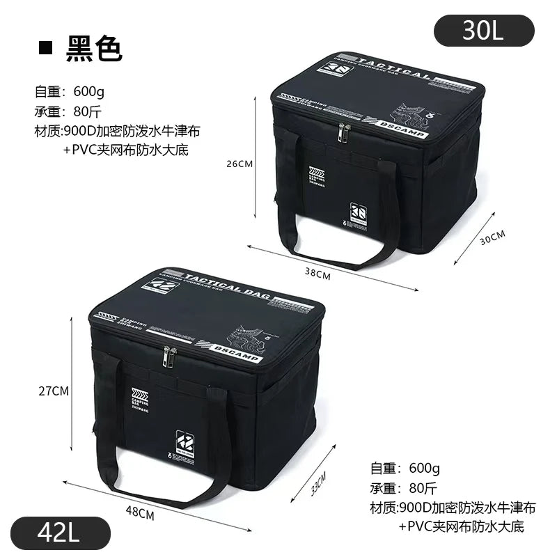 30-42L Camping Equipment Storage Bag Insulation Folding Storage Box Tableware Handbag Field Divider Tactical Camping Picnic Tool