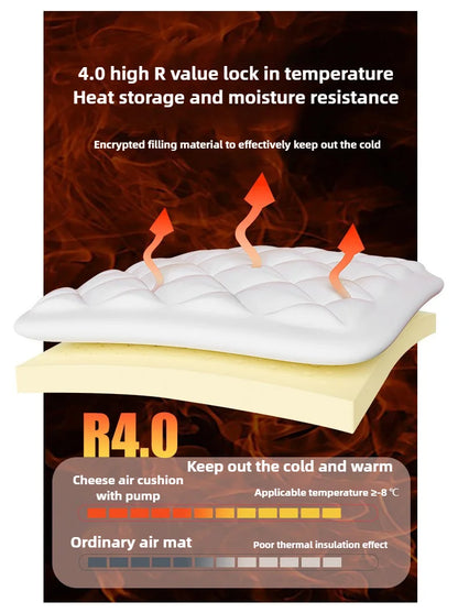 MOUNTAINHIKER 10cm Compact Folding Camping Sleeping Bed Pad Single Double Person Self-inflating Mattress Thick Air Mat Floor