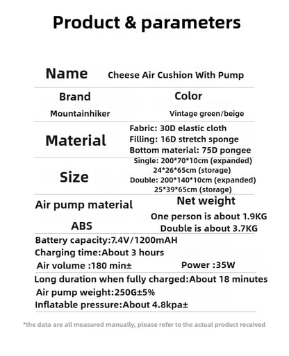 MOUNTAINHIKER 10cm Compact Folding Camping Sleeping Bed Pad Single Double Person Self-inflating Mattress Thick Air Mat Floor