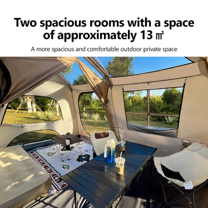 Sonuto-Fully Automatic Outdoor Camping Tent Quick Opening Two Halls Ridge Tent Integrated Canopy Overnight Camping 3-8P
