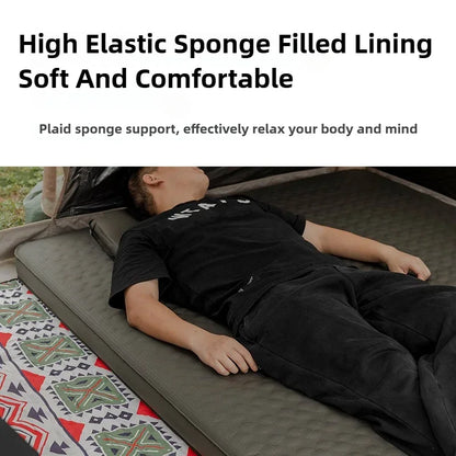 MOUNTAINHIKER 10cm Compact Folding Camping Sleeping Bed Pad Single Double Person Self-inflating Mattress Thick Air Mat Floor