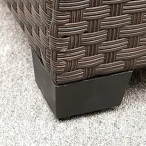 Patio Furniture Wicker Coffee Table Outdoor Garden Square Side Table with Tempered Glass Top Brown