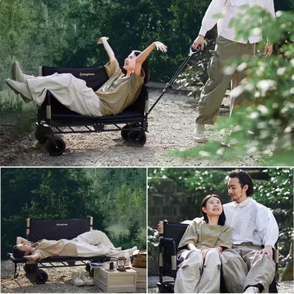 NEW Hot SalesFolding Wagon Folding Sofa With Brakes Multiple Use Oxford Cloth Heavy Duty Camping Cart Multiple Pockets