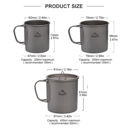 Widesea Camping Mug Titanium Cup Tourist Tableware Picnic Utensils Outdoor Kitchen Equipment Travel Cooking Set Cookware Hiking