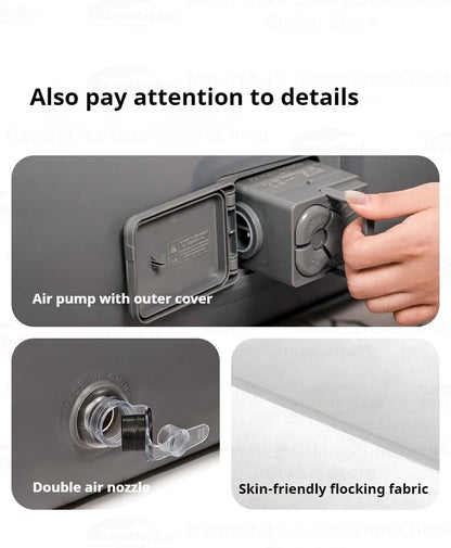 Naturehike Air Mattress Built-in Pump with Pillow Inflatable Thicken Bed Camping Outdoor Luxury 1-3 Person PVC Sleeping Pad 25CM