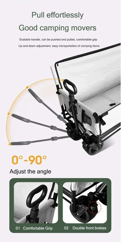 NEW Hot SalesFolding Wagon Folding Sofa With Brakes Multiple Use Oxford Cloth Heavy Duty Camping Cart Multiple Pockets