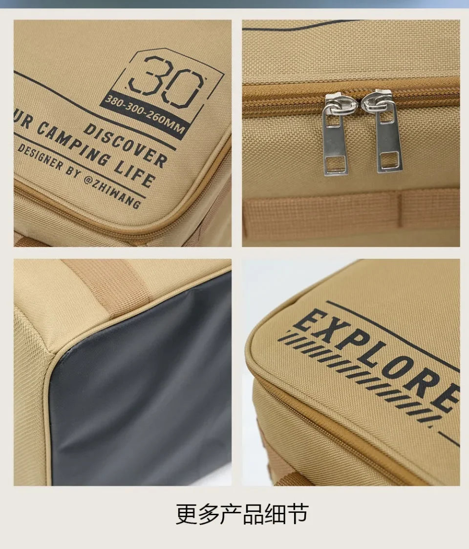 30-42L Camping Equipment Storage Bag Insulation Folding Storage Box Tableware Handbag Field Divider Tactical Camping Picnic Tool