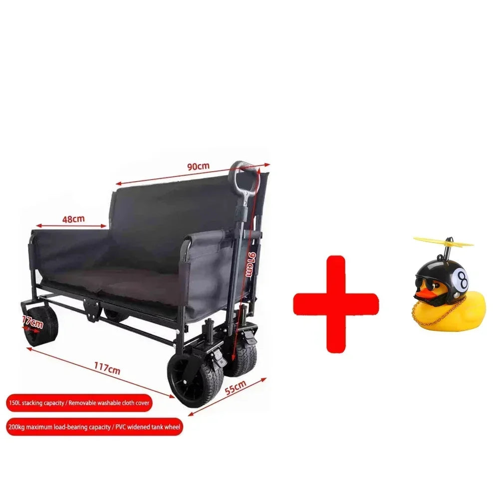 NEW Hot SalesFolding Wagon Folding Sofa With Brakes Multiple Use Oxford Cloth Heavy Duty Camping Cart Multiple Pockets