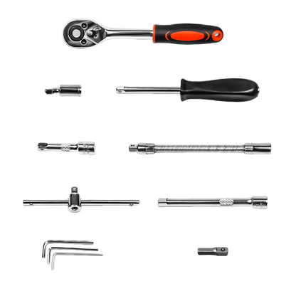 46pcs/set Drive Socket Set Ratchet Wrench Set Car Tool Kit, Bit Socket Wrench Set Metric Mechanic Tool Set Car accessories