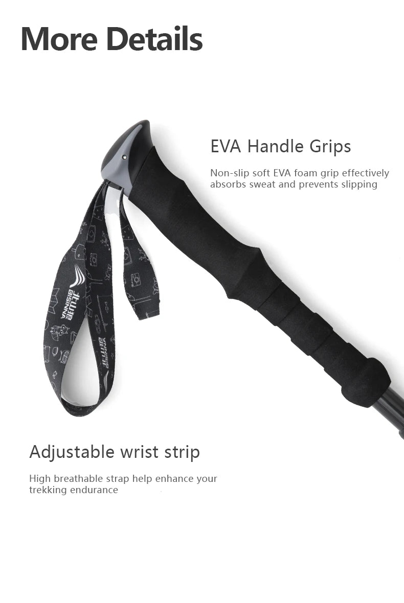 BISINNA 1pcs/2pcs Folding Trekking Poles Carbon Fiber Collapsible Telescopic Sticks Lightweight Walking Stick Hiking Climbing