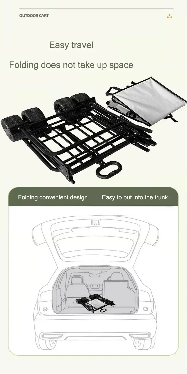 NEW Hot SalesFolding Wagon Folding Sofa With Brakes Multiple Use Oxford Cloth Heavy Duty Camping Cart Multiple Pockets