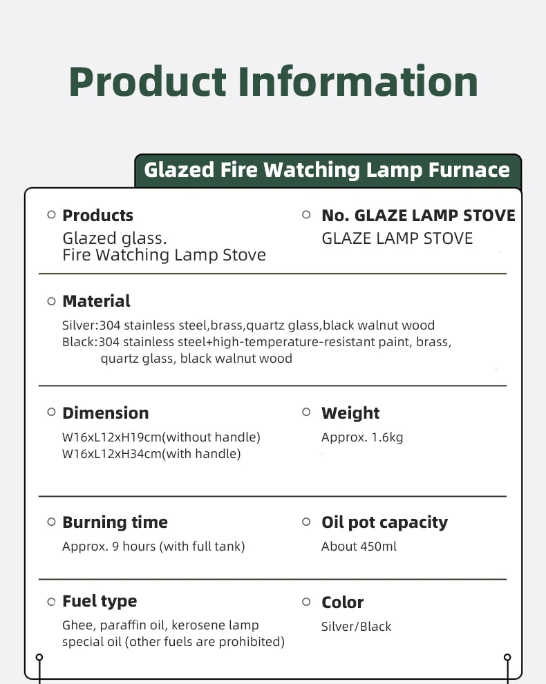 GOOUT SPINGHILL Observatory Fireplace Glazed Lamp Kerosene Stove Cooking Tea Stove Small Heating Stove Camping Equipment