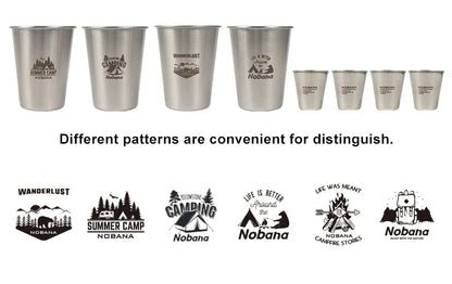 Outdoor 304 Stainless Steel Cup Set Camping Cup 4/6/8PCS Camping Portable Water Cup Travel Coffee Cup Picnic Barbecue Beer Cup