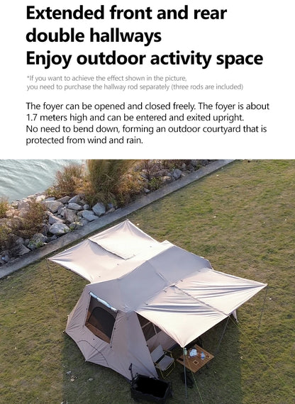 Sonuto-Fully Automatic Outdoor Camping Tent Quick Opening Two Halls Ridge Tent Integrated Canopy Overnight Camping 3-8P