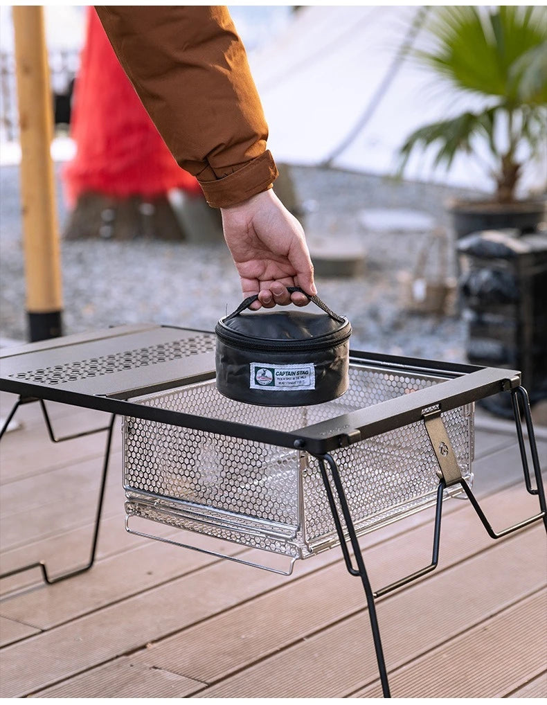 CAMPINGMOON CK-24SF Outdoor IGT Table Unit Combination Multi functional Water Filter Basket Stainless Steel Camping Storage Cage