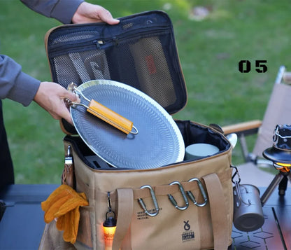 30-42L Camping Equipment Storage Bag Insulation Folding Storage Box Tableware Handbag Field Divider Tactical Camping Picnic Tool